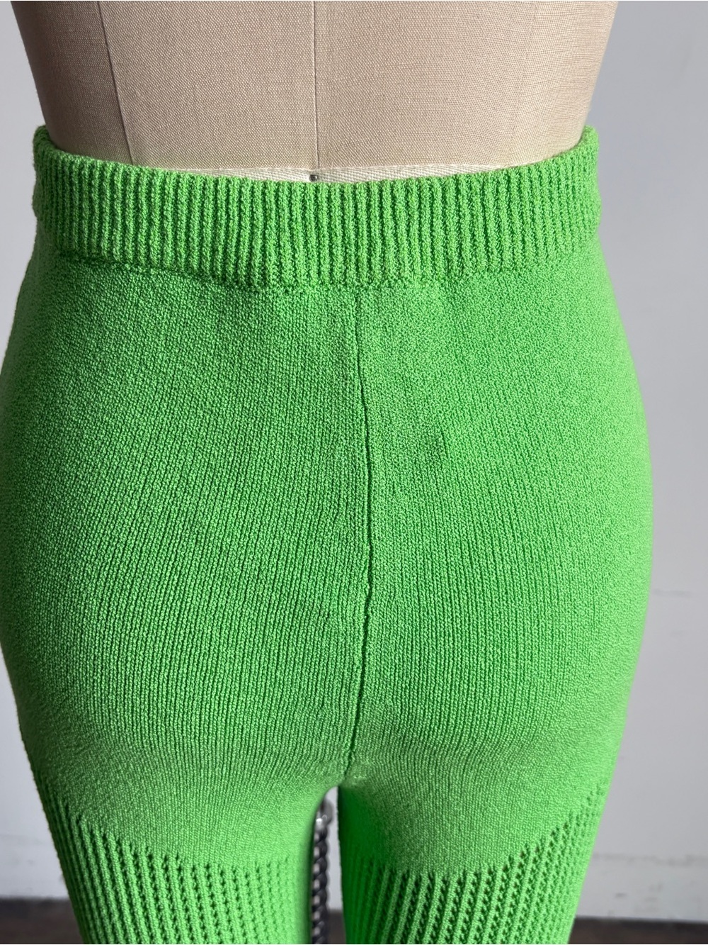 $526 NWT Nanushka “Paola” Knit Bike Shorts in Bright Green Sz Medium - Picture 5 of 9